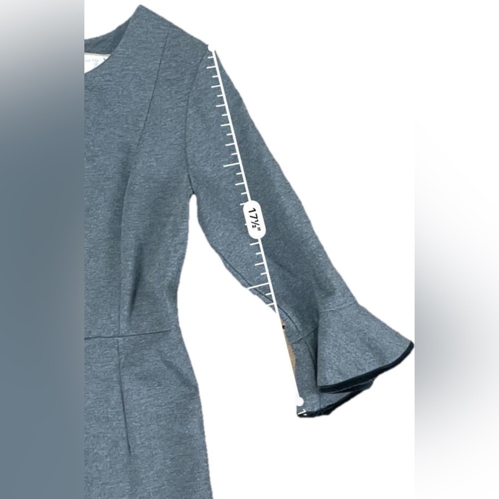 NANETTE LEPORE Velvet Trim Flounce Ponte Dress $149 DARK HEATHER GREY Size 8 - Picture 7 of 11
